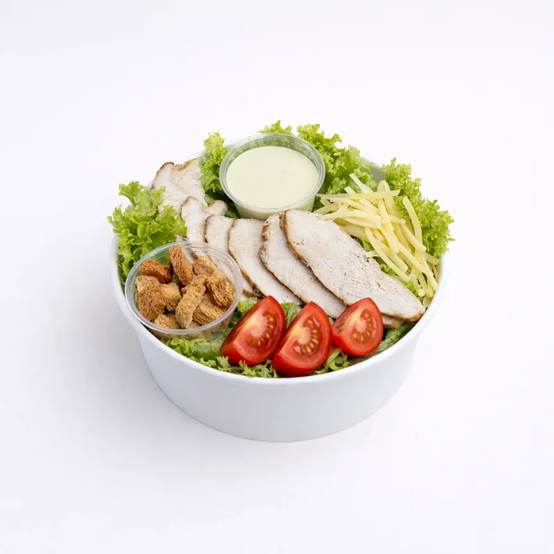 Envase individual de ensalada césar con pollo asado de Delicius Food